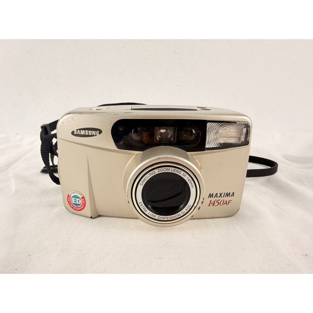 Samsung Maxima 1450AF 35mm Film Camera 38-145mm Zoom Champagne Gold AS-IS‎ READ
